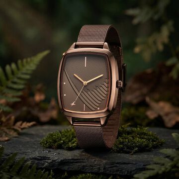 Fastrack Wild Quartz Analog Brown Dial Brown Stainless Steel Strap Watch For Girls
