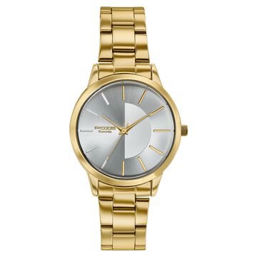 Poze By Sonata Quartz Analog Silver Dial Golden Stainless Steel Strap Watch For Women