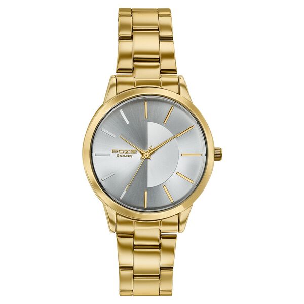 Poze By Sonata Quartz Analog Silver Dial Golden Stainless Steel Strap Watch For Women - image number 1