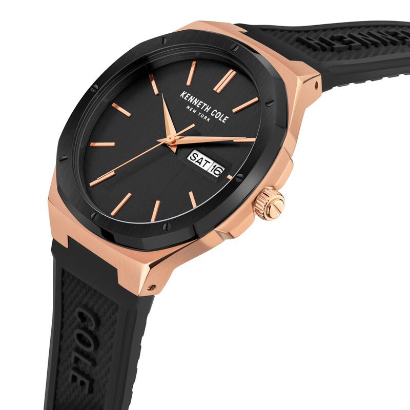Kenneth Cole Quartz Analog Black Dial Black Silicone Strap Watch For Men