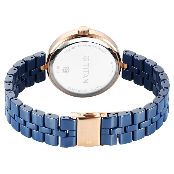 Titan Purple Ceramics Quartz Analog Mother of Pearl Dial Blue Ceramic Strap Watch For Women - image number 4
