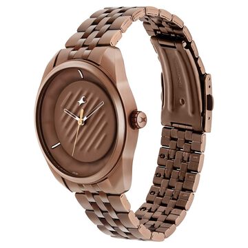 Fastrack Crush Quartz Analog Brown Dial Stainless Steel Strap Watch for Guys