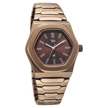 Vyb Limitless By Fastrack Quartz Analog Brown Dial Brown Metal Strap Watch For Guys