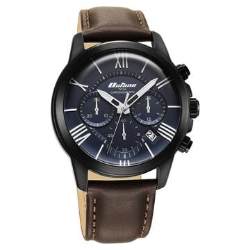 Titan Quartz Chronograph Blue Dial Leather Strap Watch for Men