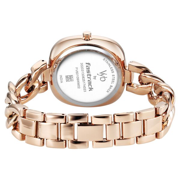 Vyb Spotlight By Fastrack Quartz Analog Brown Dial Rose Gold Metal Strap Watch For Girls - image number 6
