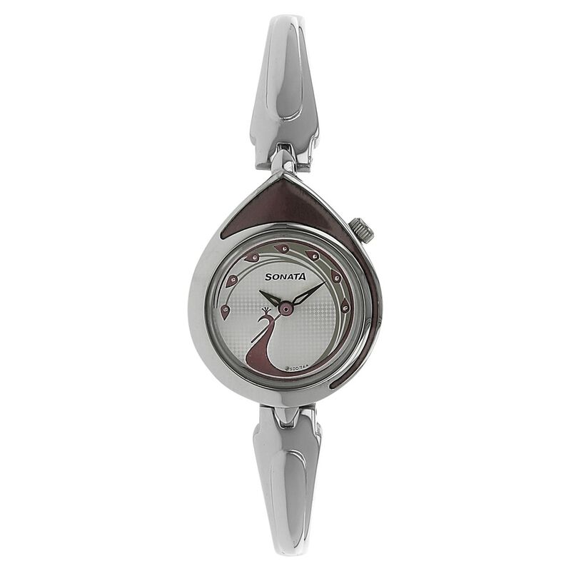 Sonata Quartz Analog Silver Dial Metal Strap Watch for Women
