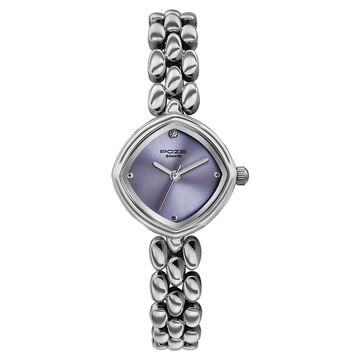 Poze Poze Quartz Analog Purple Dial Silver Metal Strap Watch For Women
