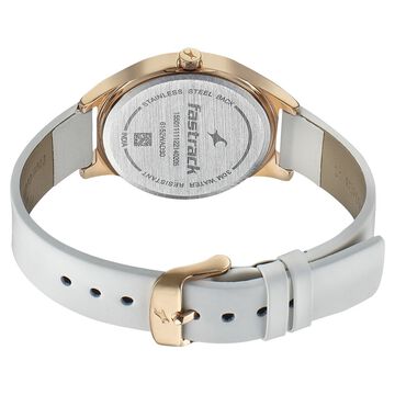 Fastrack Style Up Silver Dial Leather Strap Watch for Girls