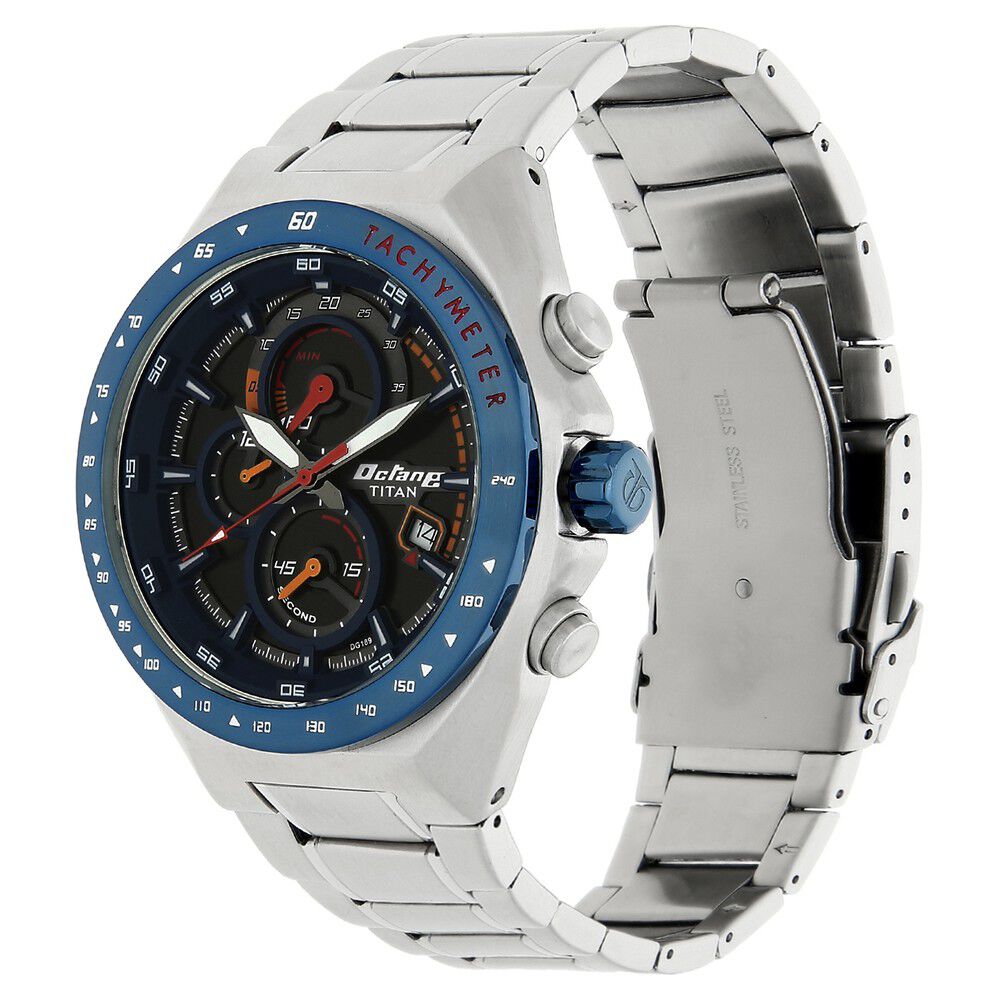 Buy Online Titan Octane Blue Chrono Stainless Steel Strap Watch for Men 90048km02 Titan