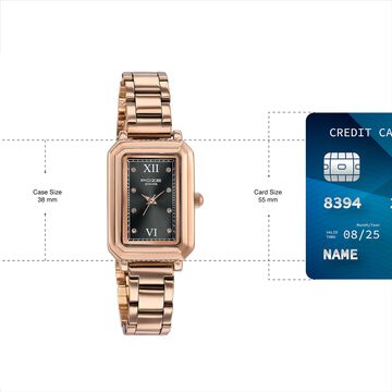 Sonata Poze Quartz Analog Black Mother Of Pearl Dial Rose Gold Colour Stainless Steel Strap Watch For Women