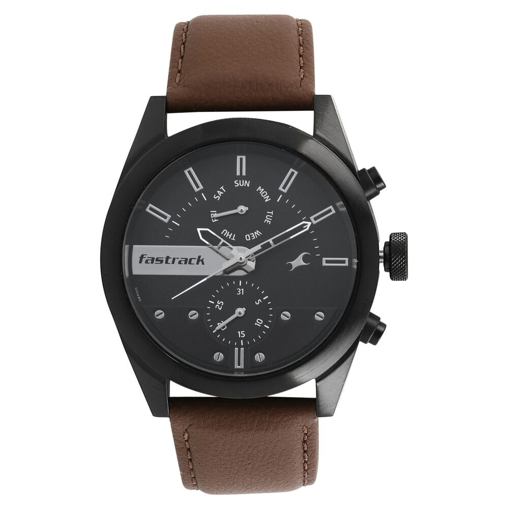 Buy Online Fastrack All Nighters Quartz Multifunction Black Dial