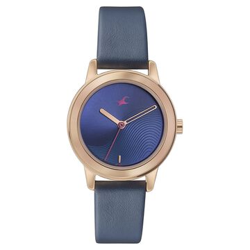 Fastrack Pulse Quartz Analog Blue Dial Leather Strap Watch for Girls