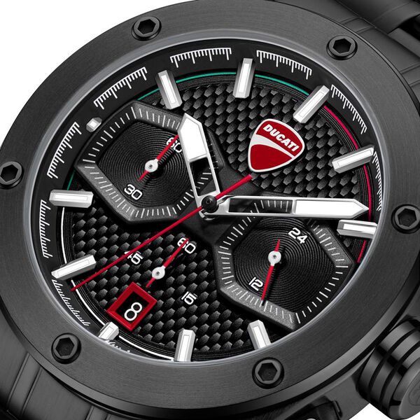 Ducati Quartz Chronograph Black Dial Black Stainless Steel Strap Watch For Men - image number 3