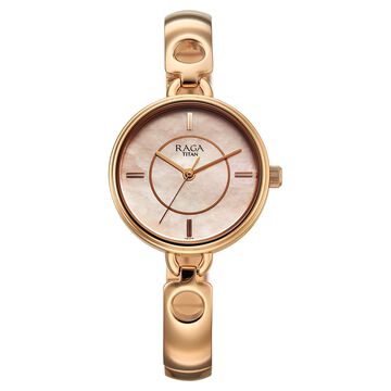 Titan Raga Contempore Quartz Analog Rose Gold Mother Of Pearl Dial Metal Strap Watch For Women