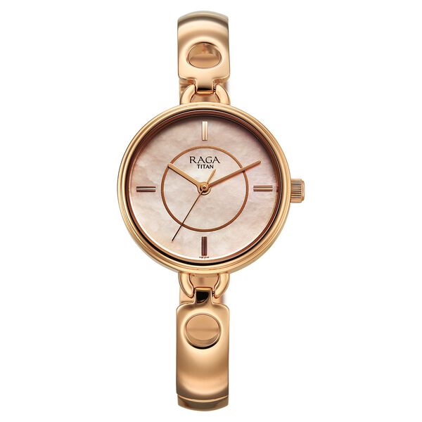 Titan Raga Contempore Quartz Analog Rose Gold Mother Of Pearl Dial Metal Strap Watch For Women - image number 1