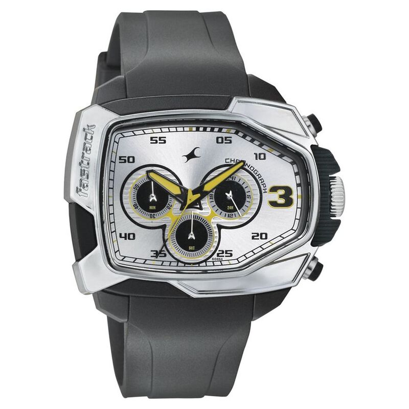 Fastrack Quartz Chronograph Silver Dial Plastic Strap Watch for Guys