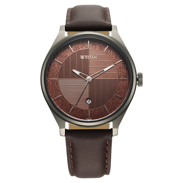 Titan Neo Economy Quartz Analog with Date Brown Dial Brown Leather Strap Watch For Men - image number 0