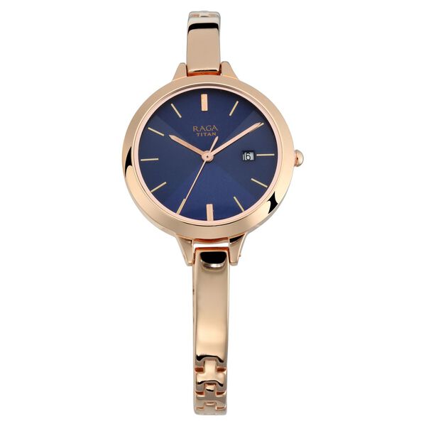 Titan Quartz Analog with Date Blue Dial Metal Strap Watch for Women - image number 0