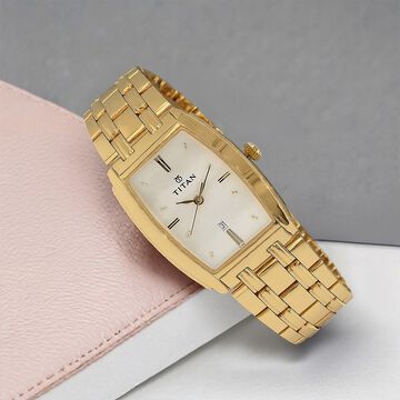 Titan Regalia White Dial Analog with Date Metal Strap watch for Men