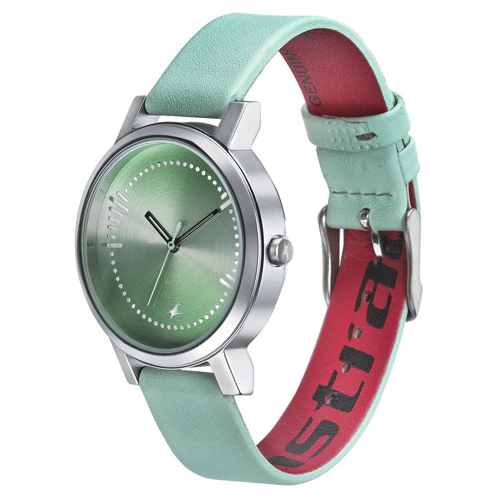 Buy Online Fastrack Sunburn Quartz Analog Green Dial Leather Strap