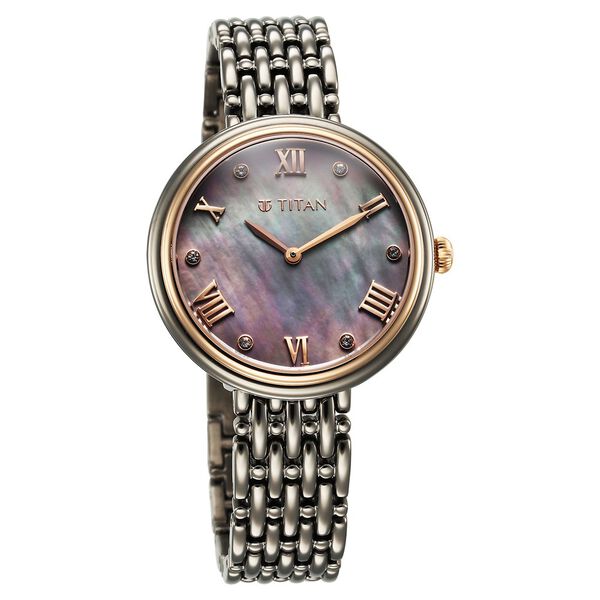Titan Aura Quartz Analog Titanium Mother of Pearl Dial Titanium Stainless Steel Strap Watch for Women - image number 1