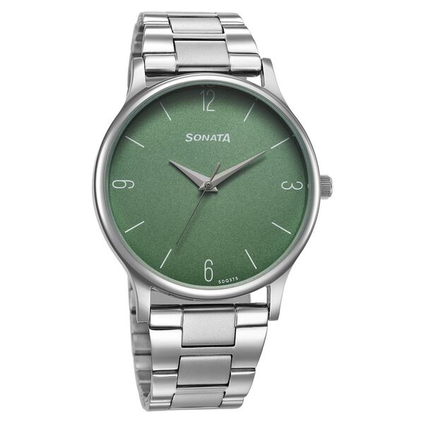 Sonata Aspire Quartz Analog Green Dial Stainless Steel Strap Watch for Men - image number 0