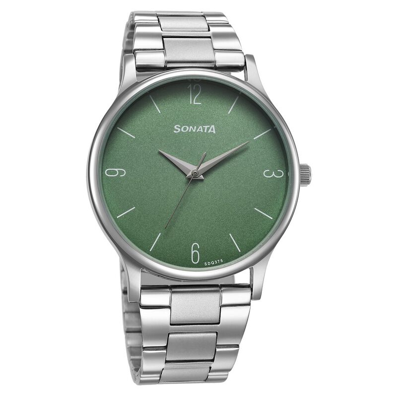 Sonata Aspire Quartz Analog Green Dial Stainless Steel Strap Watch for Men