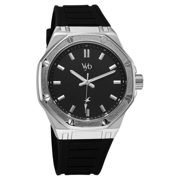 Vyb Rebel By Fastrack Quartz Analog Black Dial Black Silicone Strap Watch For Guys