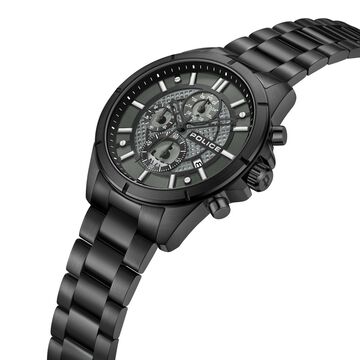 Police Chronograph Black Dial Black Color Stainless Steel Strap Watch For Men