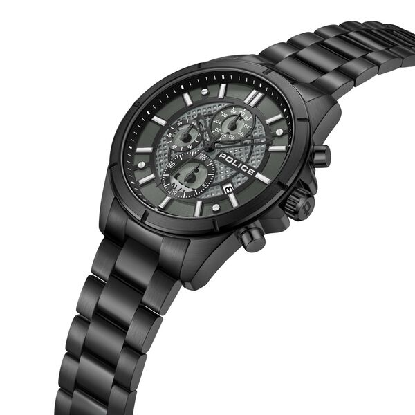 Police Chronograph Black Dial Black Color Stainless Steel Strap Watch For Men - image number 3
