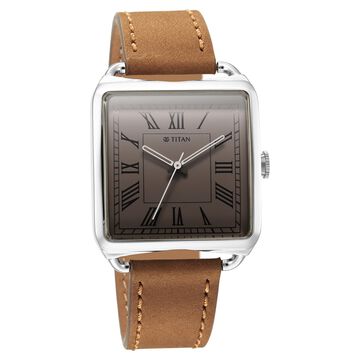 Titan Retro Revive Quartz Analog White Dial Leather Strap for Men