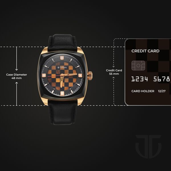 Titan Grandmaster X Gukesh Dommaraju Special Edition Tiger Eye and Black Agate Dial Premium Leather Strap Watch for Men - image number 3