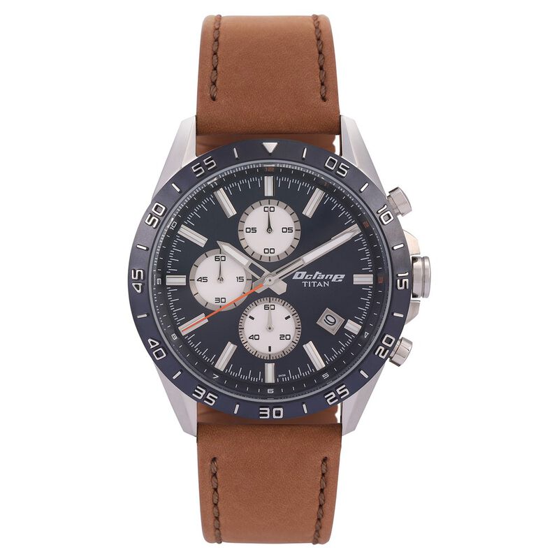 Titan Octane Blue Dial Chronograph Leather Strap watch for Men