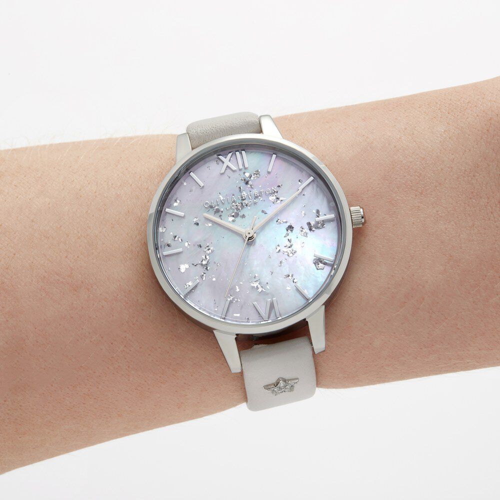 Olivia burton mother of pearl watch silver clearance
