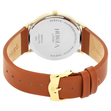Titan Nebula Lustre 18k Gold Analog Leather Strap Watch for Men