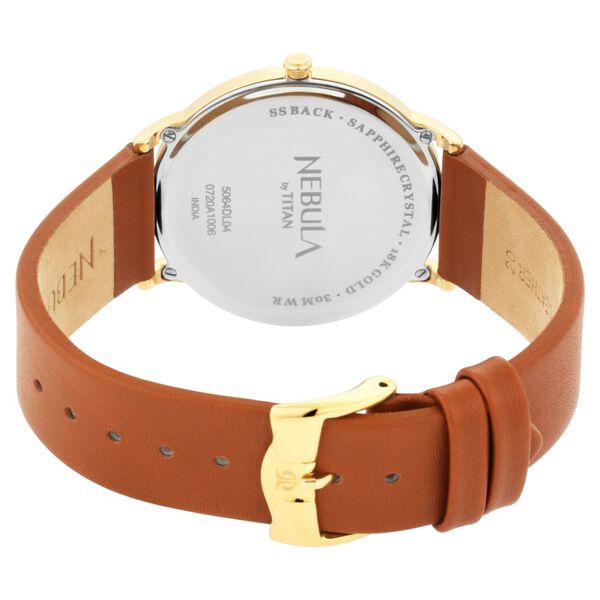 Titan Nebula Lustre 18k Gold Analog Leather Strap Watch for Men - image number 5