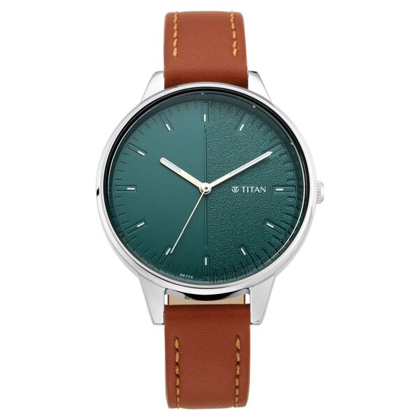 Titan Women's Precision Simplicity Watch: Grey Gradient Dial with Leather Strap - image number 1