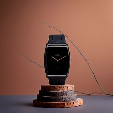 Titan Edge Black Dial Analog Leather Strap watch for Men