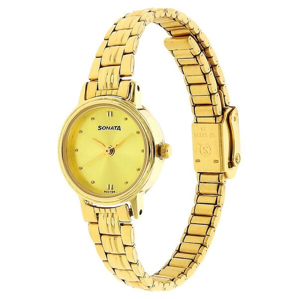 Sonata Quartz Analog Champagne Dial Metal Strap Watch for Women - image number 1