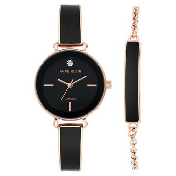 Anne Klein Quartz Analog Black Dial Metal Strap Watch for Women