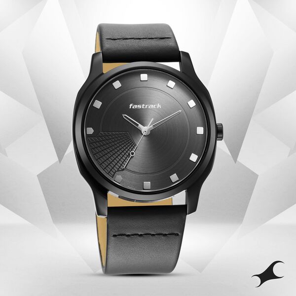 Fastrack Stunners Quartz Analog Anthracite Dial Leather Strap Watch for Guys - image number 0