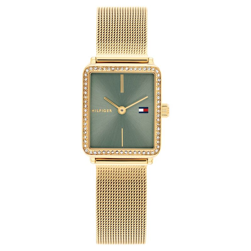 Buy Online Tommy Hilfiger Quartz Analog Green Dial Golden Stainless ...