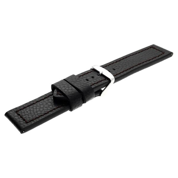 24 mm Black Genuine Leather Straps for Men - image number 3