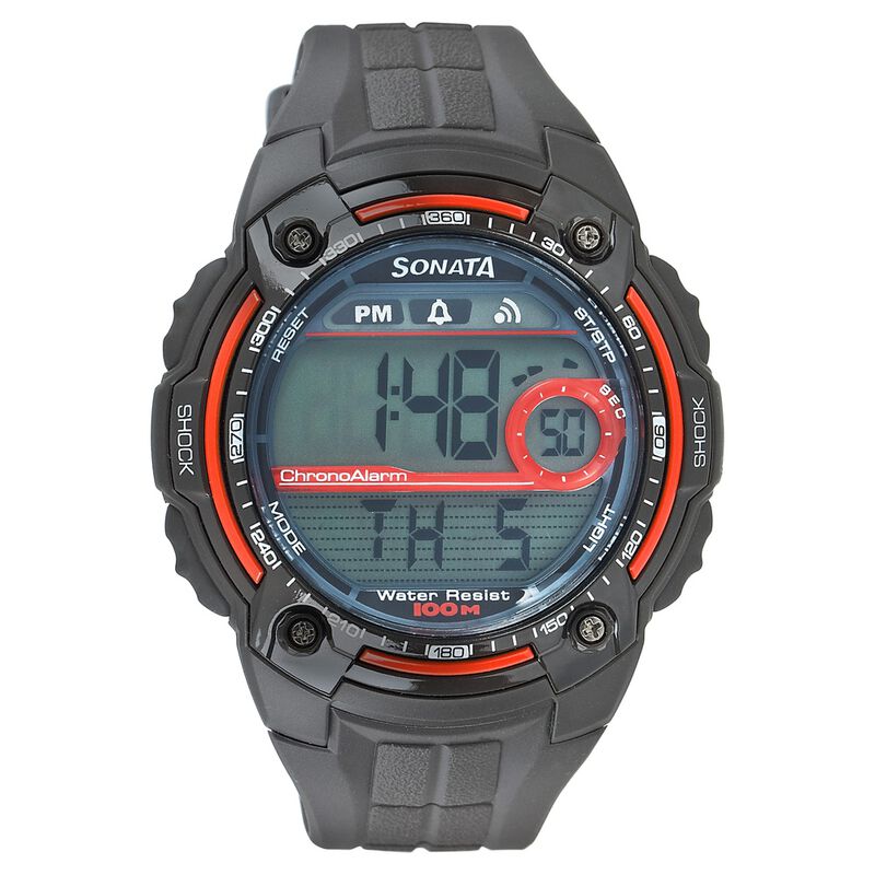 Sonata Digital Yellow Dial Plastic Strap Watch for Men