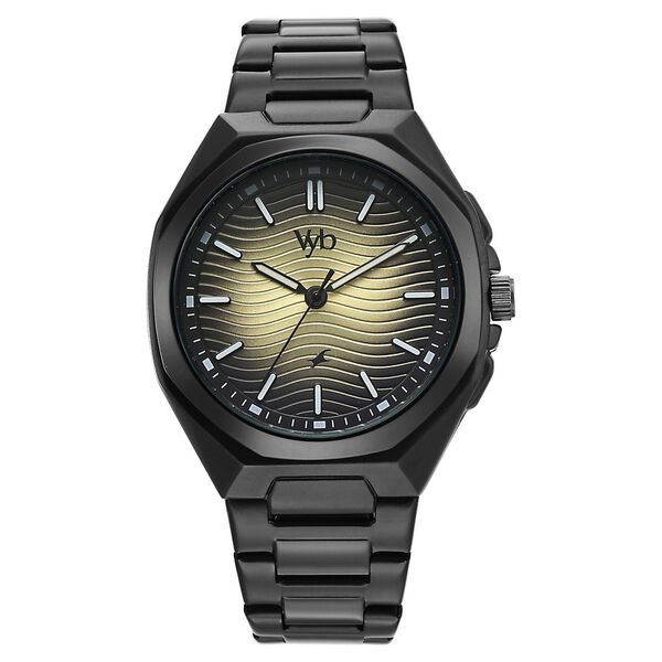 Vyb Quest By Fastrack Quartz Analog Beige Dial Black Stainless Steel Strap Watch For Guys - image number 0