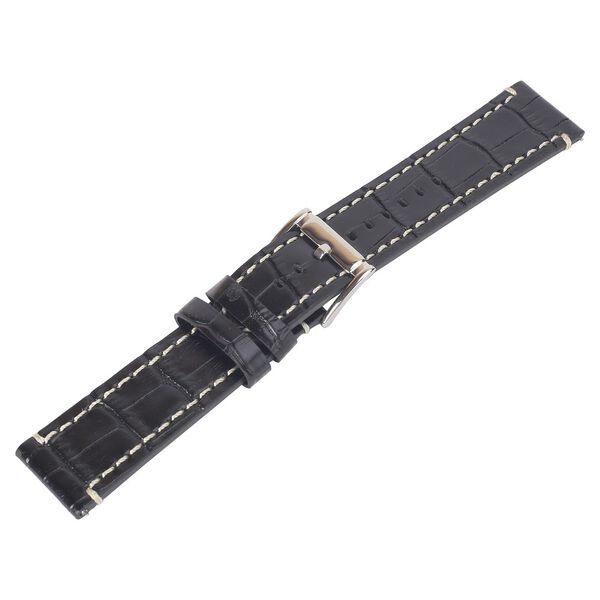 24 mm Black Genuine Leather Straps for Men - image number 3