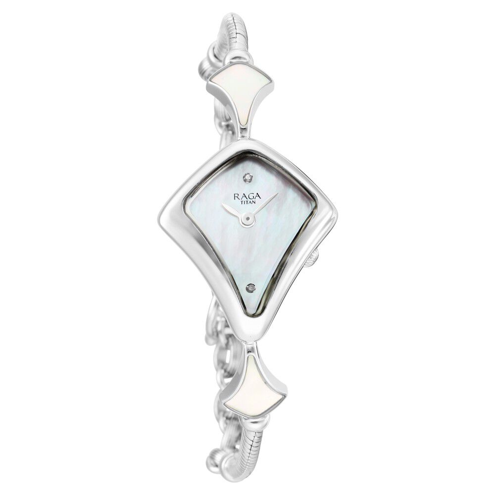 Titan Raga Silver Mother Of Pearl Dial Analog Sterling Silver Strap watch for Women