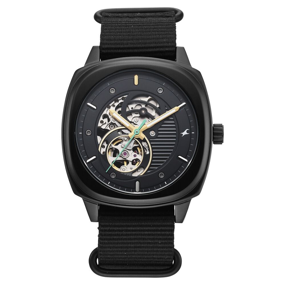 Fastrack Automatics Collection Black Dial Black Stainless Steel Strap Watch For Guys-picture-12