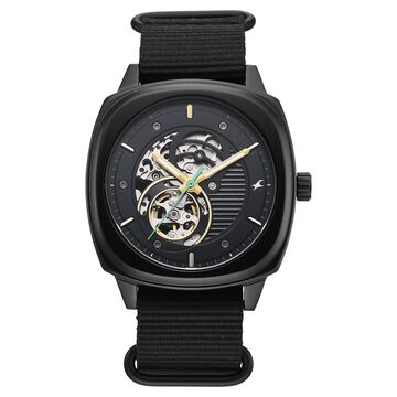 Fastrack Automatics Collection Black Dial Black Stainless Steel Strap Watch For Guys