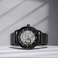 Titan Skeletal Automatic Blue Dial Brown Leather Strap Watch for Men